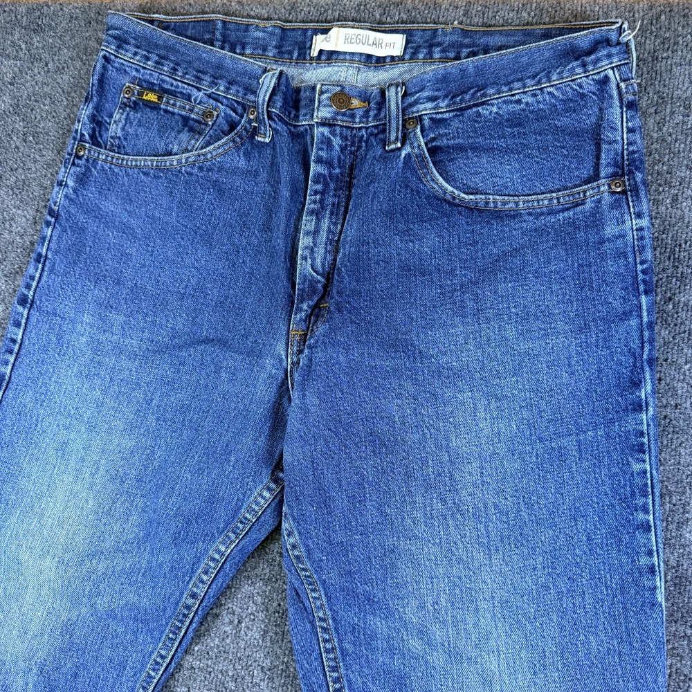 Vintage Lee Jeans Mens 36X31.5 Blue Denim Regular Fit Straight Retro Medium Wash